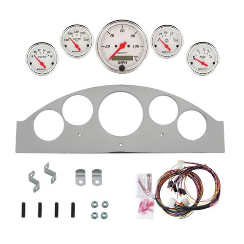 Autometer Dash Panel, Ford Fairlane, `57, Billet, 3-1/8"X1, 2-1/16"X4, Arctic White