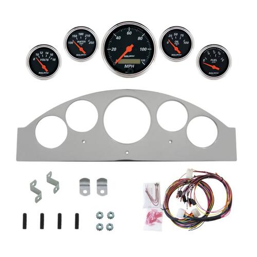Autometer Dash Panel, Ford Fairlane, `57, Billet, 3-1/8"X1, 2-1/16"X4, Designer Black
