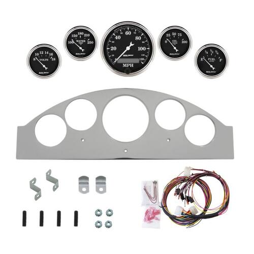 Autometer Dash Panel, Ford Fairlane, `57, Billet, 3-1/8"X1, 2-1/16"X4, Old Tyme Black