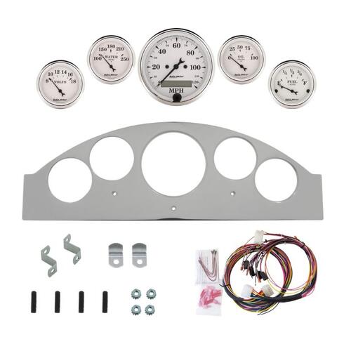 Autometer Dash Panel, Ford Fairlane, `57, Billet, 3-1/8"X1, 2-1/16"X4, Old Tyme White