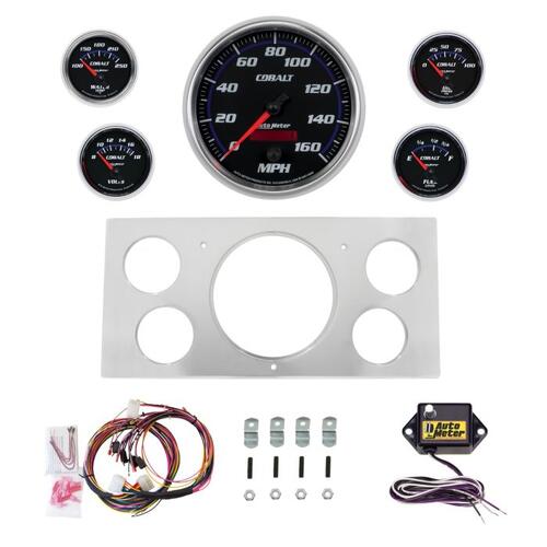 Autometer Dash Panel, Ford Truck, `73-79, Billet, 5"X1, 2-1/16"X4, Cobalt