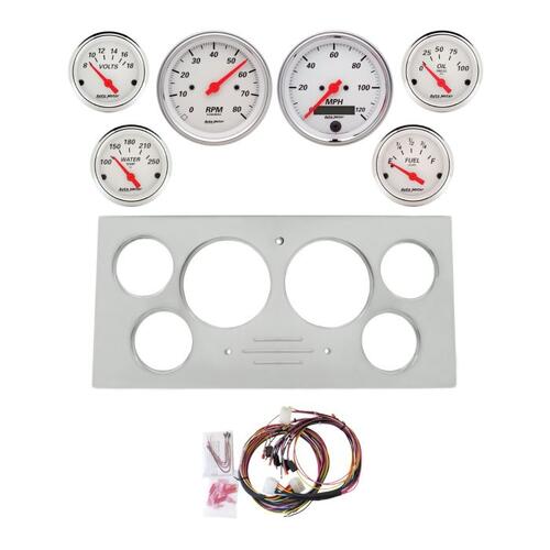 Autometer Dash Panel, Ford Truck, `73-79, Billet, 3-3/8"X2, 2-1/16"X4, Sr, Arctic White