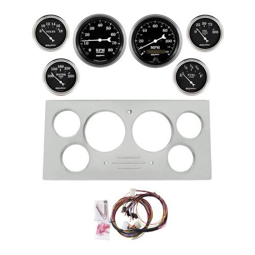 Autometer Dash Panel, Ford Truck, `73-79, Billet, 3-3/8"X2, 2-1/16"X4, Sr, Old Tyme Black