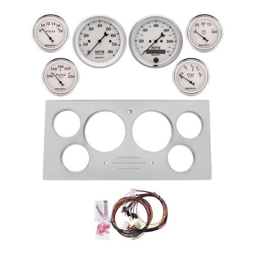 Autometer Dash Panel, Ford Truck, `73-79, Billet, 3-3/8"X2, 2-1/16"X4, Sr, Old Tyme White