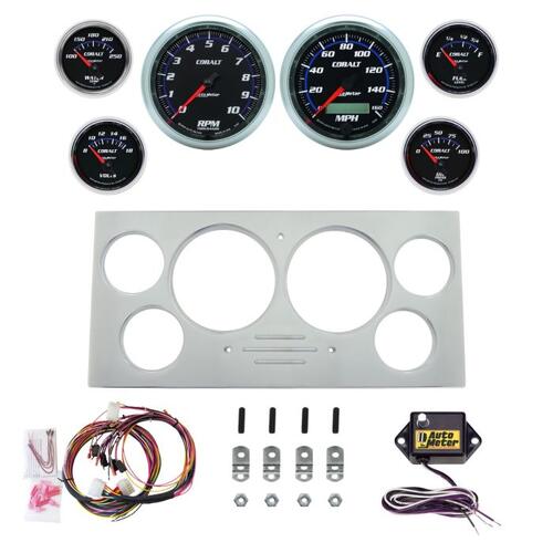 Autometer Dash Panel, Ford Truck, `73-79, Billet, 3-3/8"X2, 2-1/16"X4, Super, Cobalt