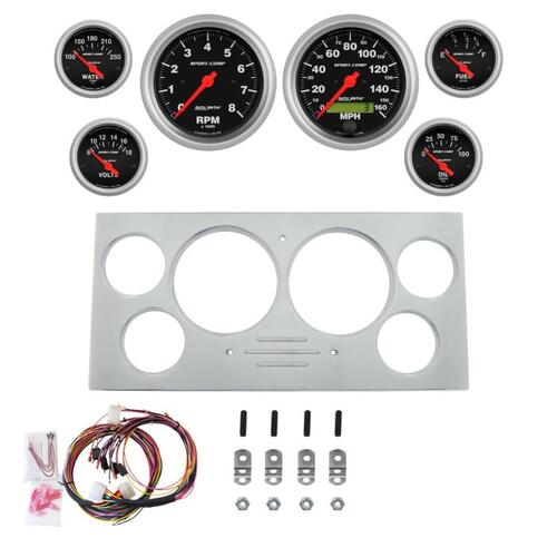 Autometer Dash Panel, Ford Truck, `73-79, Billet, 3-3/8"X2, 2-1/16"X4, Super, Sport-Comp