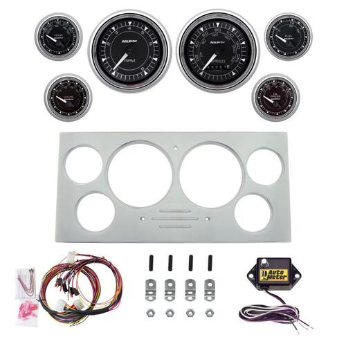 Autometer Dash Panel, Ford Truck, `73-79, Billet, 3-3/8"X2, 2-1/16"X4, Super, Chrono Chrome