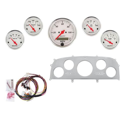 Autometer Dash Panel, Ford Galaxie, `59, Billet, 3-1/8"X1, 2-1/16"X4, Arctic White