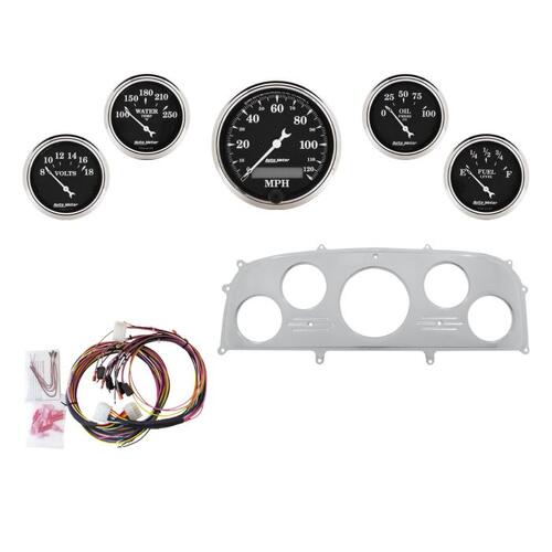 Autometer Dash Panel, Ford Galaxie, `59, Billet, 3-1/8"X1, 2-1/16"X4, Old Tyme Black