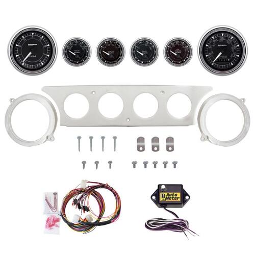 Autometer Dash Panel, Ford Galaxie, `63-64, Billet, 3-3/8"X2, 2-1/16"X4, Chrono Chrome