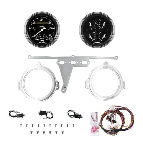 Autometer Dash Panel, Ford Falcon, `66-67, Billet, 3-3/8"X2, Old Tyme Black