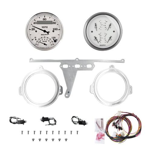 Autometer Dash Panel, Ford Falcon, `66-67, Billet, 3-3/8"X2, Old Tyme White