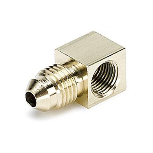 Autometer FITTING, ADAPTER, 90 Degrees , 1/8 in. NPTF FEMALE to -4AN MALE, BRASS