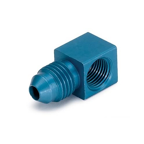 Autometer FITTING, ADAPTER, 90 Degrees , 1/8 in. NPTF FEMALE to -4AN MALE, Aluminium, Blue ANODIZED