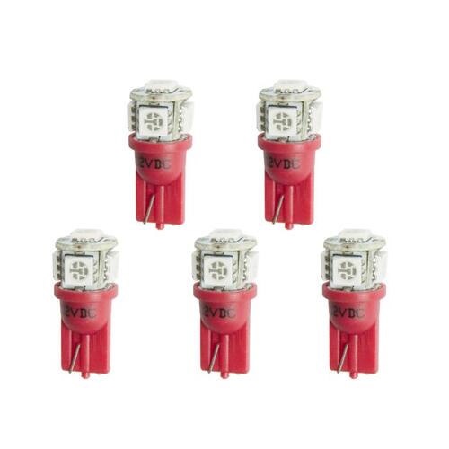 Autometer Led Bulb, Replacement, T3 Wedge, Red, 5 Pack, Accessories