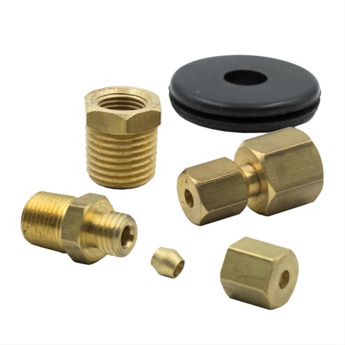 Autometer FITTING KIT, 1/8 in. NPTF COMPRESSION to 1/8 in. LINE, BRASS