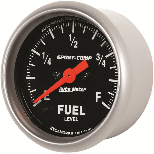 Autometer Gauge, Sport-Comp, Fuel Level, 2 1/16 in., 0-280 Ohms Programmable, Analog, Each