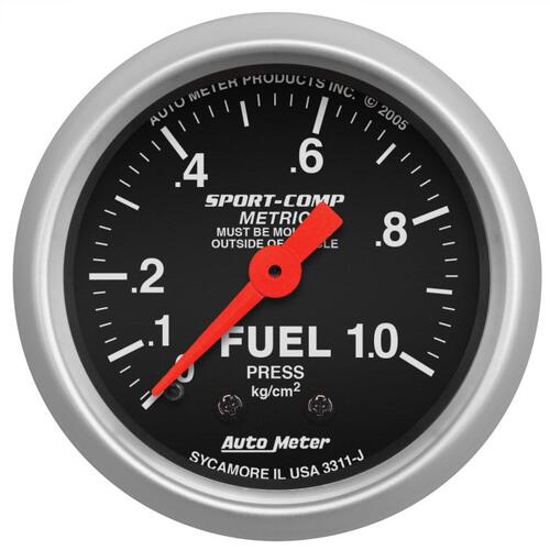 Autometer Gauge, Fuel Pressure, 2 1/16", 1.0Kg/Cm2, Mechanical, Sport-Comp, Sport-Comp
