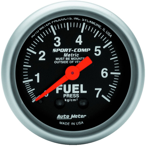 Autometer Gauge, Sport-Comp, Fuel Pressure, 2 1/16 in., 7.0KG/CM2, Mechanical, Each