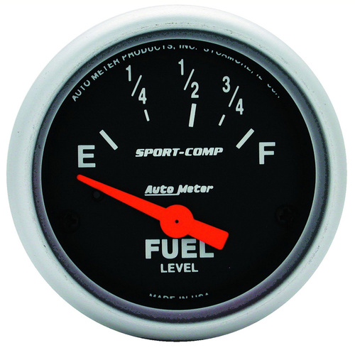 Autometer Gauge, Sport-Comp, Fuel Level, 2 1/16 in., 73-10 Ohms, Electrical, Analog, Each