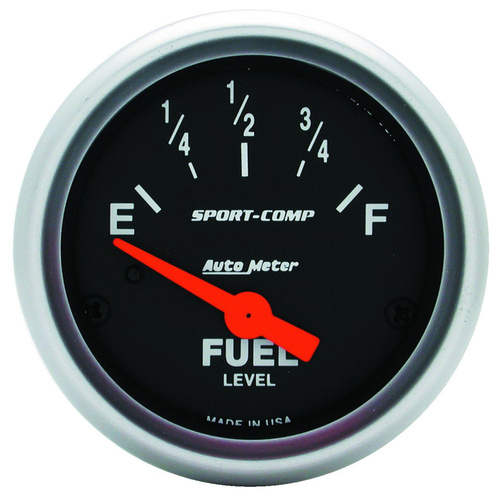 Autometer Gauge, Sport-Comp, Fuel Level, 2 1/16 in., 240-33 Ohms, Electrical, Analog, Each