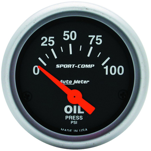Autometer Gauge, Sport-Comp, Oil Pressure, 2 1/16 in., 100psi, Electrical, Each