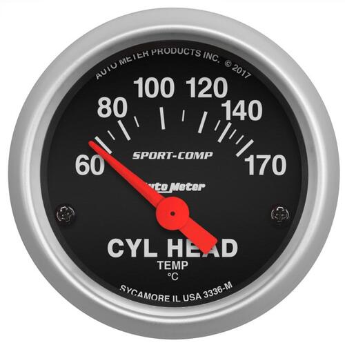 Autometer Gauge, Cylinder Head Temp, 2 1/16", 60-170ºc, Electric, Sport-Comp, Sport-Comp