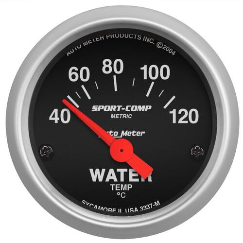 Autometer Gauge, Water Temp, 2 1/16", 40-120ºc, Electric, Sport-Comp, Sport-Comp
