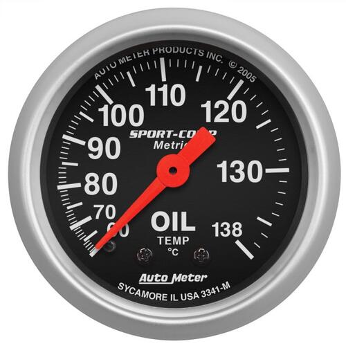 Autometer Gauge, Oil Temp, 2 1/16", 60-140ºc, Mechanical, Sport-Comp, Sport-Comp
