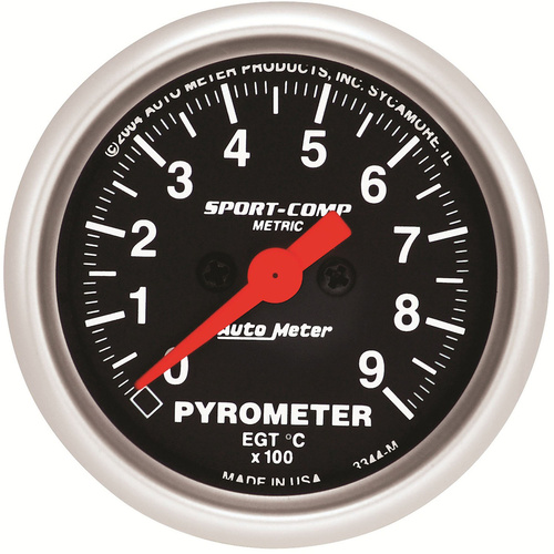 Autometer Gauge, Sport-Comp, Pyrometer (EGT), 2 1/16 in, 900 Degrees C, Digital Stepper Motor, Each