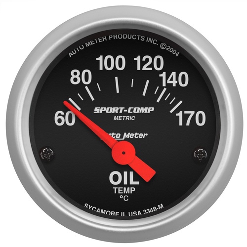 Autometer Gauge, Sport-Comp, Oil Temperature, 2 1/16 in., 60-170 Degrees F, Electrical, Analog, Each