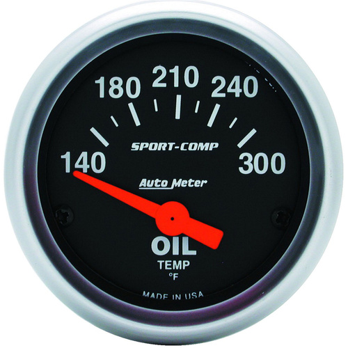 Autometer Gauge, Sport-Comp, Oil Temperature, 2 1/16 in., 140-300 Degrees F, Electrical, Analog, Each