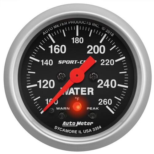 Autometer Gauge, Water Temp, 2 1/16", 260ºf, Digital Stepper Motor W/Pk & Wrn, Sport-Comp, Sport-Com