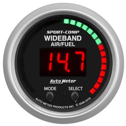 Autometer Gauge, Air/Fuel Ratio-Pro Plus, 2 1/16", 10:1-20:1, Digital W/ Pk & Wrn, Sc, Sport-Comp
