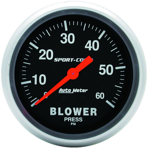 Autometer Gauge, Sport-Comp, Blower Pressure, 2 5/8 in., 60psi, Mechanical, Each