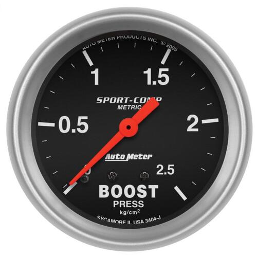 Autometer Gauge, Boost, 2 5/8", 2.5Kg/Cm2, Mechanical, Sport-Comp, Sport-Comp