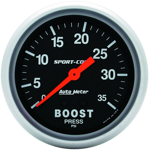 Autometer Gauge, Sport-Comp, Boost, 2 5/8 in., 35psi, Mechanical, Analog, Each