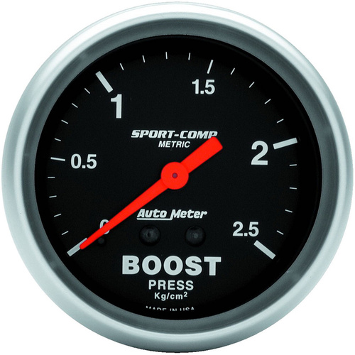 Autometer Gauge, Sport-Comp, Boost, 2 5/8 in., 2.5KG/CM2, Mechanical, Each