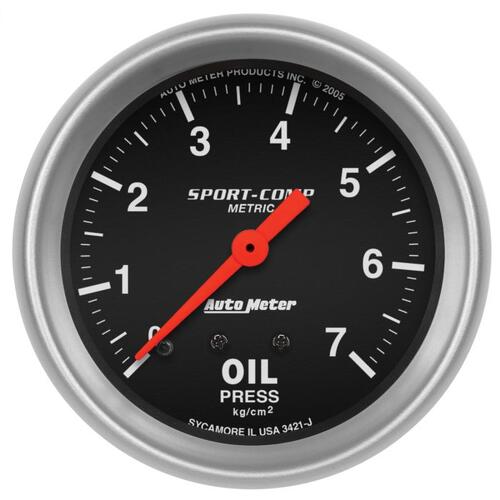 Autometer Gauge, Oil Pressure, 2 5/8", 7.0Kg/Cm2, Mechanical, Sport-Comp, Sport-Comp