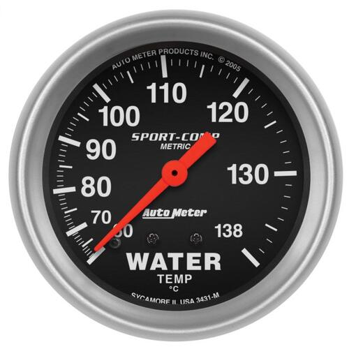 Autometer Gauge, Water Temp, 2 5/8", 60-140ºc, Mechanical, Sport-Comp, Sport-Comp