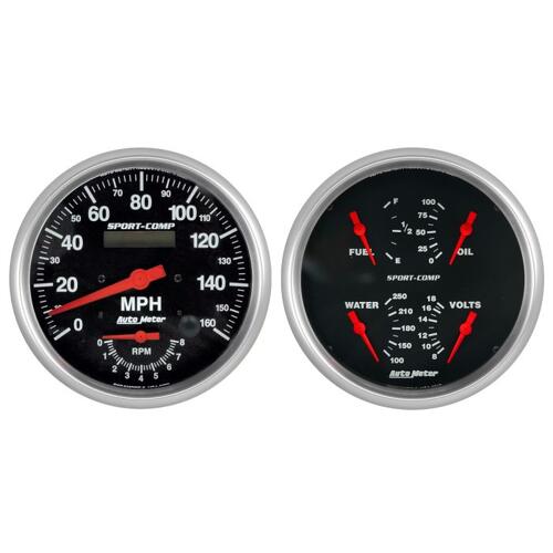 Autometer Gauge Kit, 2 Pc., Quad & Tach/Speedo, 5", Sport-Comp, Sport-Comp