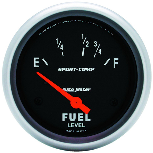 Autometer Gauge, Sport-Comp, Fuel Level, 2 5/8 in., 16-158 Ohms, Electrical, Analog, Each
