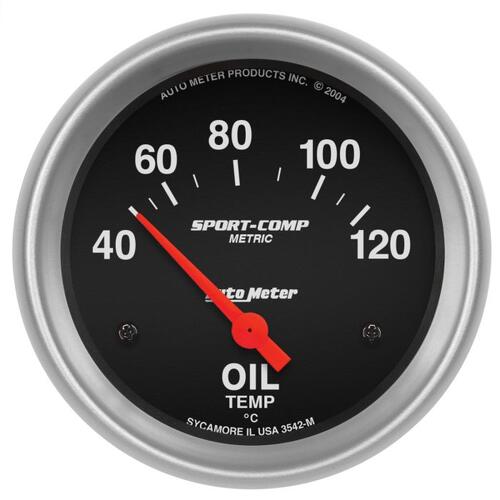 Autometer Gauge, Oil Temp, 2 5/8", 40-120ºf, Electric, Sport-Comp, Sport-Comp