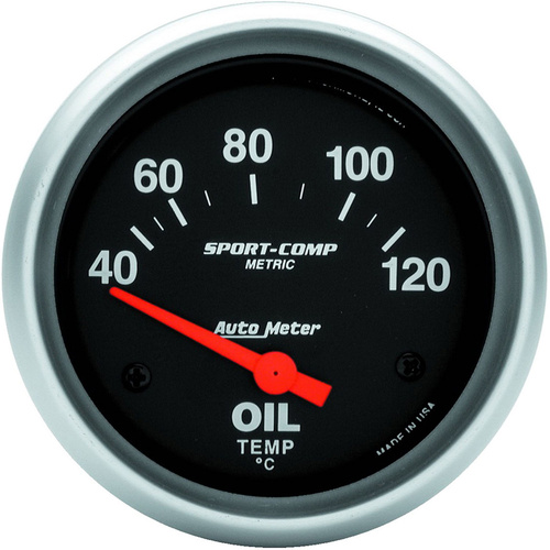 Autometer Gauge, Sport-Comp, Oil Temperature, 2 5/8 in., 40-120 Degrees F, Electrical, Each