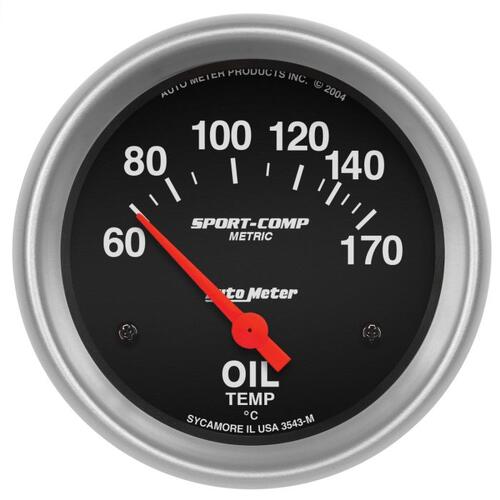 Autometer Gauge, Oil Temp, 2 5/8", 60-170ºf, Electric, Sport-Comp, Sport-Comp