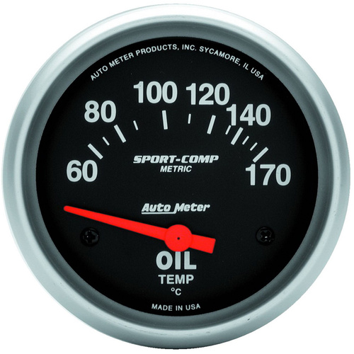 Autometer Gauge, Sport-Comp, Oil Temperature, 2 5/8 in., 60-170 Degrees F, Electrical, Each