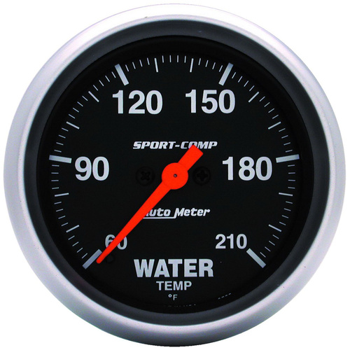 Autometer Gauge, Sport-Comp, LOW Water Temperature, 2 5/8 in, 60-210 Degrees F, Digital Stepper Motor, Analog, Each