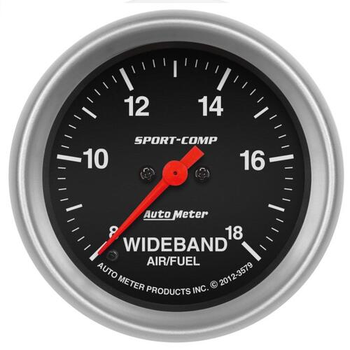 Autometer Gauge, Sport-Comp, AIR/FUEL RATIO-WIDEBAND, ANALOG, 2 5/8 in., 8:1-18:1, Stepper Motor,