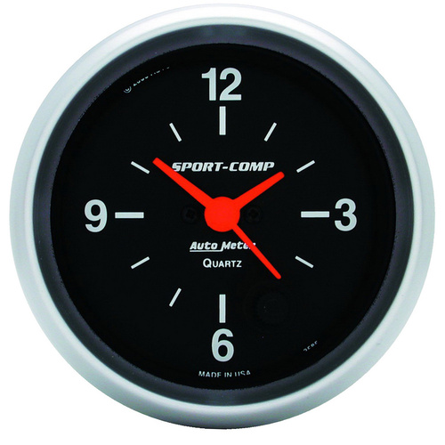Autometer Gauge, Analog, Sport-Comp, Clock, 2 5/8 in., 12hr, Analog, Each