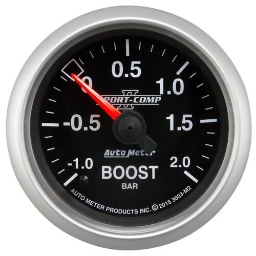 Autometer Gauge, Vac/Boost, 2 1/16", -1 - +2 Bar, Mechanical, Sport-Comp Ii, Sport-Comp Ii